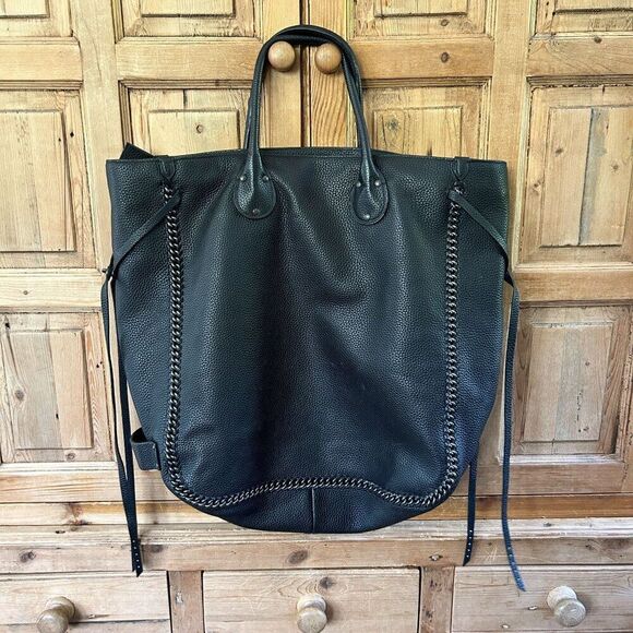 Coach‎ Tatum Studded Tall Tote in Pebbled Leather Black Oversized Metal Chain - Picture 14 of 16